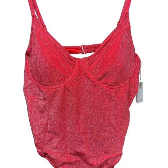 Good American Anthropologie Plus Size 4X Swimsuit Sparkle Demi-Cup Coral NWT - Picture 3 of 13